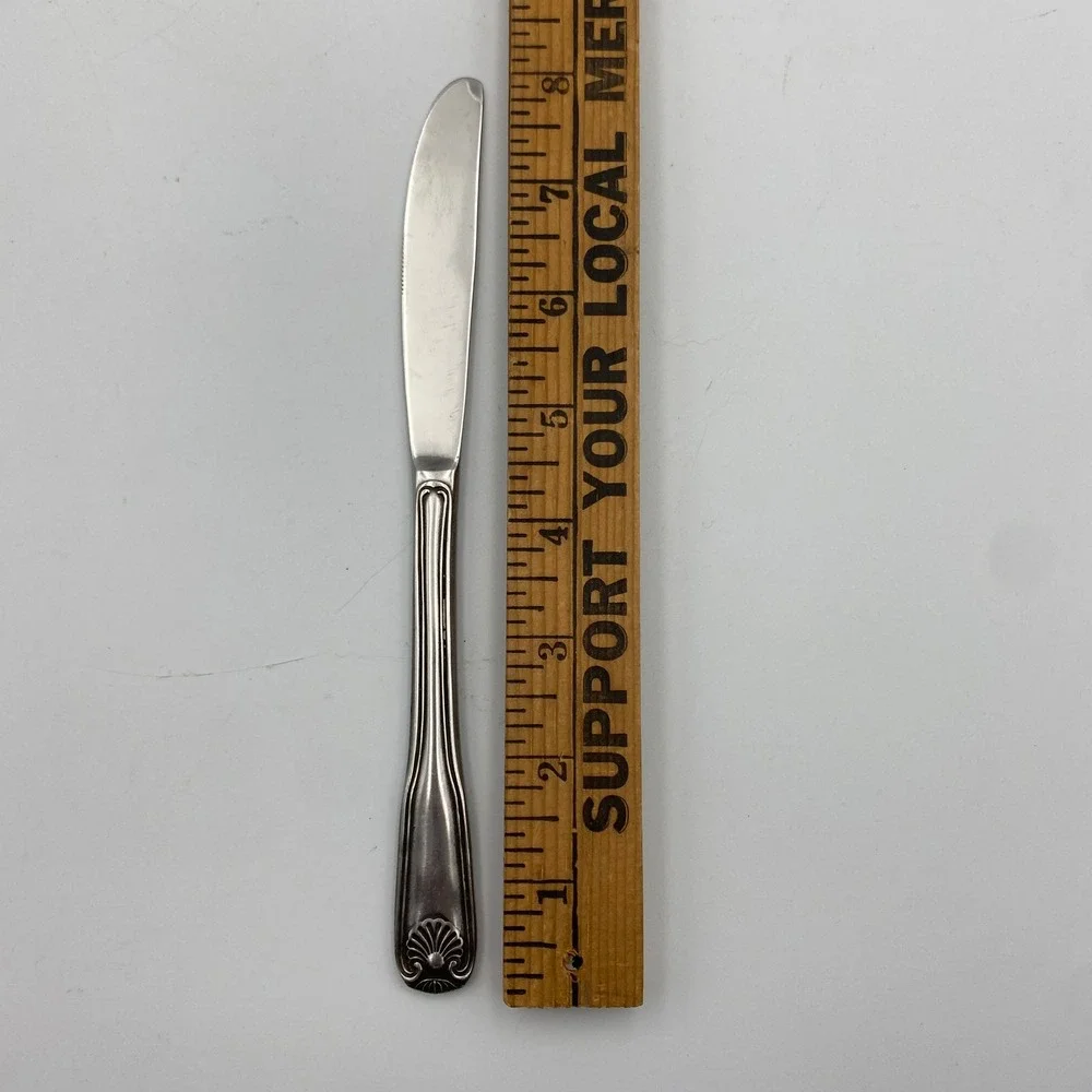 Rogers Antique Shell Dinner Knives Set of 6 Stainless Japan Silverware‎ Flatware